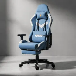 BAYBEE Drogo Ergo Plus Ergonomic Gaming Chair with Footrest,Breathable Fabric,Adjustable Seat&3D Armrest|Head&Massager L