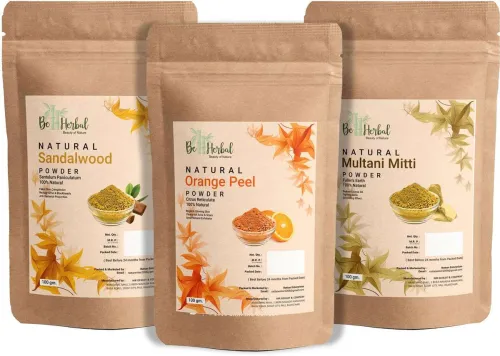 Image of BE HERBAL Orange Peel+Sandalwood+Multani Mitti Powder For Face& Skin 100% Natural &Organic (300 g)