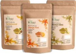 BE HERBAL Orange Peel+Sandalwood+Multani Mitti Powder For Face& Skin 100% Natural &Organic (300 g)
