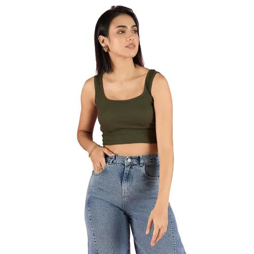 Image of Bearbrother Women's Ribbed Square Neck Crop Top