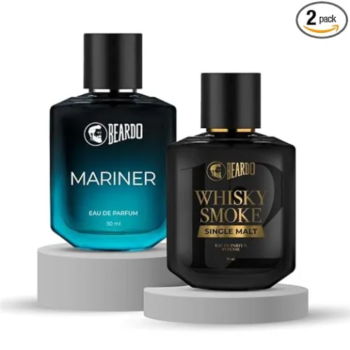 Image of Beardo AquaSmoke Perfume Set- Mariner & Whisky Smoke Single Malt Perfume for Men (50ml x 2) | Long Lasting Fragrance | L