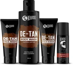 BEARDO Ban The Tan Kit| Face Wash, Body Wash & Face Scrub and Whisky Smoke Deo For Men (4 Items in the set)
