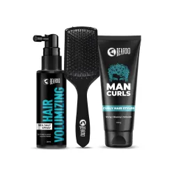 Beardo Classic Curls Combo (Set of 3) Man Curls Curl Cream, Hair Volumizing Sea Salt Spray