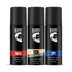 Beardo Deodorant Perfume Body Spray Set For Men (120ml x 3) | Spy Deo Aromatic Fresh Scent | Mafia Oriental Woody Notes 