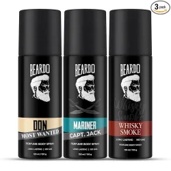 Beardo Don, Mariner Captain Jack & Whisky Smoke Body Spray Set for Men | Deodorant Perfume Body Spray | Citrus, Aqua & W