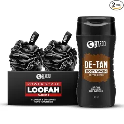 Beardo DeTan Body Wash & Power Scrub Loofah | Deep Cleansing, Tan Removal & Exfoliating Body Wash for Men | Perfect for 