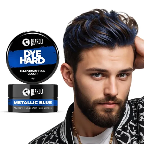 Image of Beardo Dye Hard Temporary Hair Color - Metallic Blue, 25g | Temporary 1-Day 1-Wash |