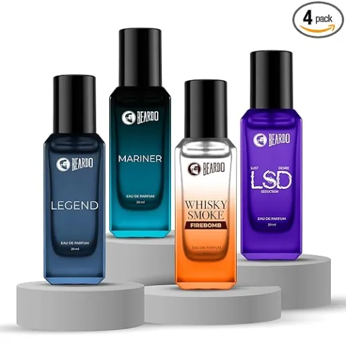 Image of Beardo Everyday Essential Combo for Men- LSD ,Whisky Smoke Firebomb, Mariner & Legend Perfume for Men