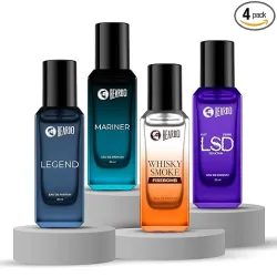 Beardo Everyday Essential Combo for Men- LSD ,Whisky Smoke Firebomb, Mariner & Legend Perfume for Men
