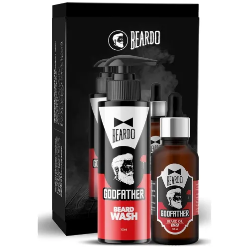 Image of BEARDO Godfather Combo Beard Oil and Beard Wash For Men | Nourishment Cleanses | Purifying & Hydrating Skin Cleaner With