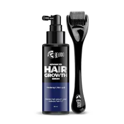Beardo Advanced Hair Growth Serum 50ml + Dermaroller for Men | Hair Fall Control, Hair Regrowth & Thickening | Scalp & B