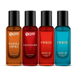 Beardo Him & Her Perfume Giftset 20ml x 4 | Whisky Smoke, GodFather, Marina Bae & Smoking Hot | Long Lasting Spicy Eau De Parfum | Gift For Couple, Men Women