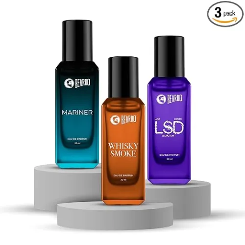 Image of Beardo The Iconic Trio- LSD, Mariner & Whisky Smoke Perfume for Men (20ml x 3) | Long Lasting Fragrance | Long Lasting P