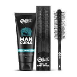 Beardo Man Curls Curly Hair Styler 100g & Roller Hair Brush | Curly Hair Cream for Bouncy, Shiny & Defined Curls | Perfect Tool for Efficient Blow Drying, Adding Curl | Control Frizz & Wavy....
