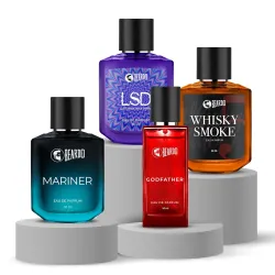BEARDO Mariner, LSD, Whiskey Smoke & GodFather Perfume Set (50ml * pack of 4)