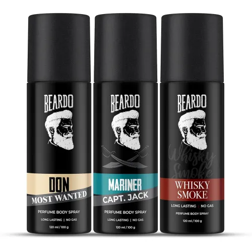 Image of Beardo Don, Mariner Captain Jack & Whisky Smoke Body Spray Set for Men | Deodorant Perfume Body Spray | Citrus, Aqua & W