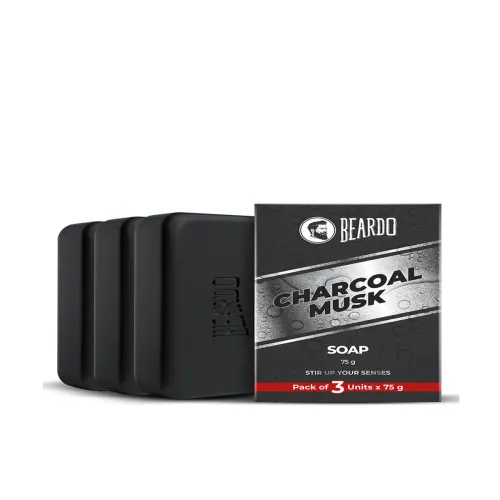 Image of BEARDO Men Set of 3 Charcoal Musk Soap - 75g each