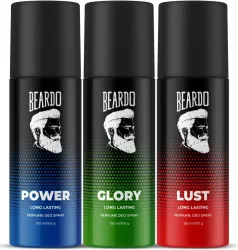 BEARDO Power Lust & Glory Body Spray For Men  (450 ml Pack of 3)