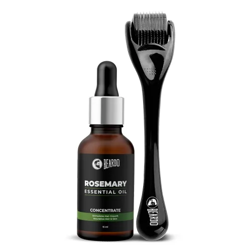 Image of Beardo Rosemary Essential Oil 15 ml & Derma Roller For Hair Growth 0.5 mm with 540 Chromium Needles 