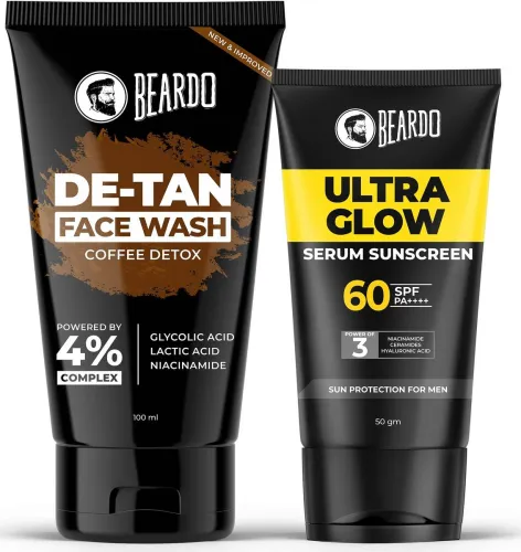 Image of BEARDO SPF 60+ PA++++ Sunscreen & DeTan Coffee Face Wash Combo (150 g)