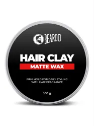 BEARDO Strong Hold Hair Clay Wax with Kaolin Clay for Lasting Hold & Matte