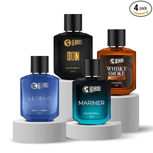 Image of BEARDO Thug Life Edp Combo Don, Whiskey Smoke Bourbon, Mariner & Legend Perfume for Men (50mlx4) | Long Lasting Perfume 