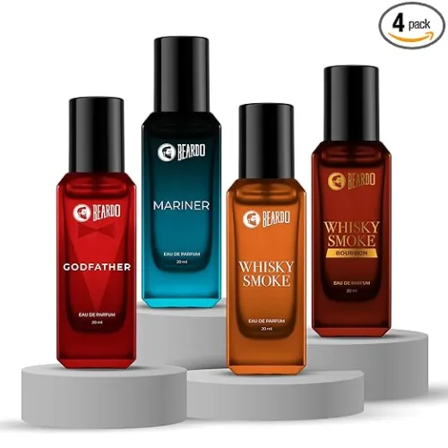 Image of Beardo The Ultimate 4 – Whisky Smoke, Bourbon, Godfather & Mariner Perfume Set for Men (20ml x 4) | Long Lasting Fragran