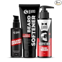 Beardo Beard Serum 50ml,Beard Softener 50g & GodFather Beard Wash 100ml (Set of 3) | Ultimate Beard Growth & Softening K