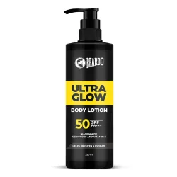 Beardo Ultraglow SPF 50 PA+++ Body Lotion for Men, 250 ml | Sun protection,Hydrating & Light Weight Winter Moisturizer f