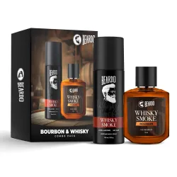Beardo Whisky Smoke Deodorant 120ml & Bourbon Perfume 50ml for Men Giftset | Eau De Parfum & Body Spray | Spicy, Woody -