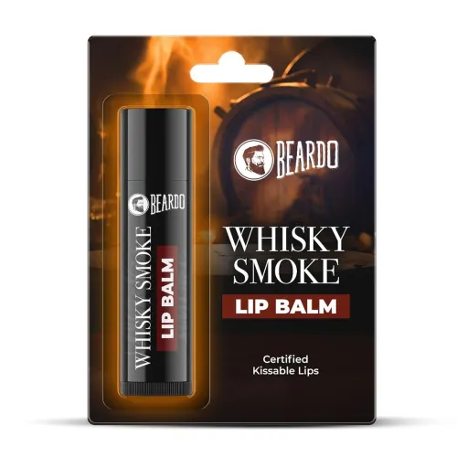 Image of Beardo Whisky Smoke Lip Balm for Men, 4g| Moisturizes & Soothes Dry, Cracked & Chapped Lips | Enriched with Vitamin E, S