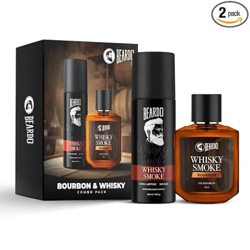 Image of Beardo Whisky Smoke Deodorant 120ml & Bourbon Perfume 50ml Gift Set