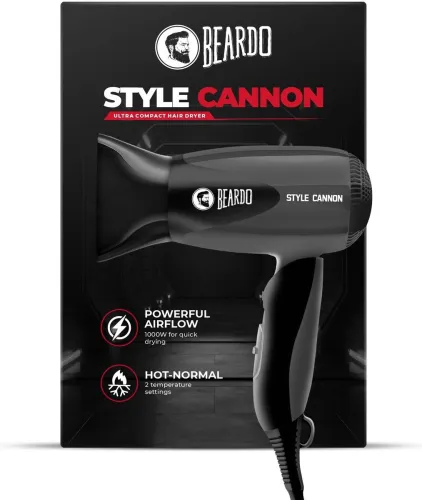 Image of BEARDO Style Cannon Ultracompact Foldable Hair Dryer (1000W, Black)