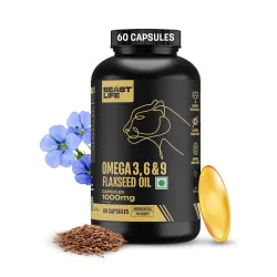 BeastLife Omega 3, 6 & 9 Capsules Flaxseed Oil 1000mg