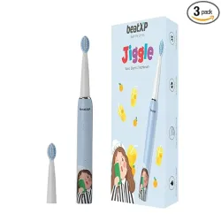 beatXP Jiggle Sonic Electric Toothbrush for Kids with 2 Brush Heads & 3 Cleaning Modes | Rechargeable Electric Toothbrush | 20500 strokes/min with Long Battery Life (Baby Blue)