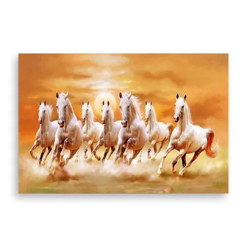 Image of PRINTHUBS Beautiful Seven Running Horses Painting Sticker for Room Bedroom Livingroom Home Office Wall Decor