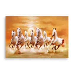 PRINTHUBS Beautiful Seven Running Horses Painting Sticker for Room Bedroom Livingroom Home Office Wall Decor