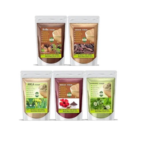 Image of Beautoherb Amla Reetha Shikakai Bhringraj Hibiscus Hair Powder 