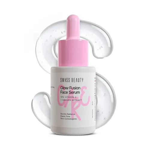 Image of Swiss Beauty Care Glow Fusion Face Serum | Bright & Glowy | 10% Vitamin C & Sakura Extract | Non-Sticky | 30ml