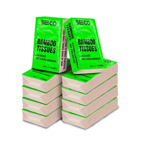 Image of Beco Bamboo Hanky Tissues, 100 Pulls Pack of 10, 100% Natural and Ecofriendly