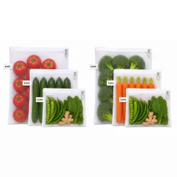 Beddify Set of 6 Reusable Fridge Storage Bags for Vegetables and Fruits