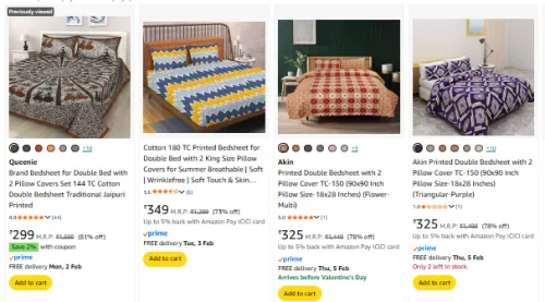 Image of Bedsheets starting @ ₹299