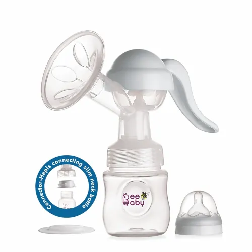 Image of BEEBABY 2-in-1 Manual Breast Pump – White, 3-Level Suction