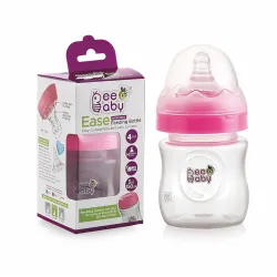 BeeBaby Ease Wide Neck Baby Feeding Bottle with Anti-Colic Soft Silicone Nipple. 100% BPA Free (Pink, 150 ml)