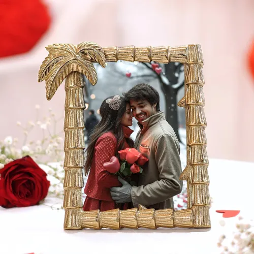 Image of BEHOMA Antique Golden Metal Rectangular Photo Frame