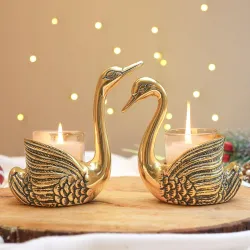 BEHOMA Gold Swan Candle Holder Decor