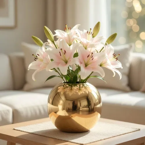 Image of BEHOMA Metal Ball Round Vase for Home Decor,