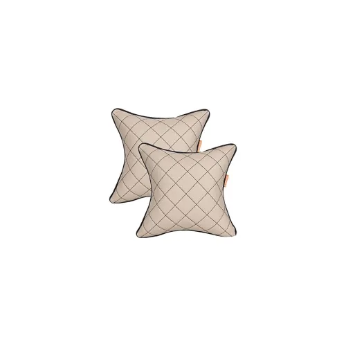 Image of Beige & Black Double Quilted Car Cushion Set of 2 