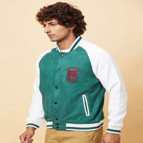 Image of Being Human Colourblocked Varsity Jacket