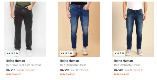 Image of Being Human Men Jeans Minimum 70% Discount